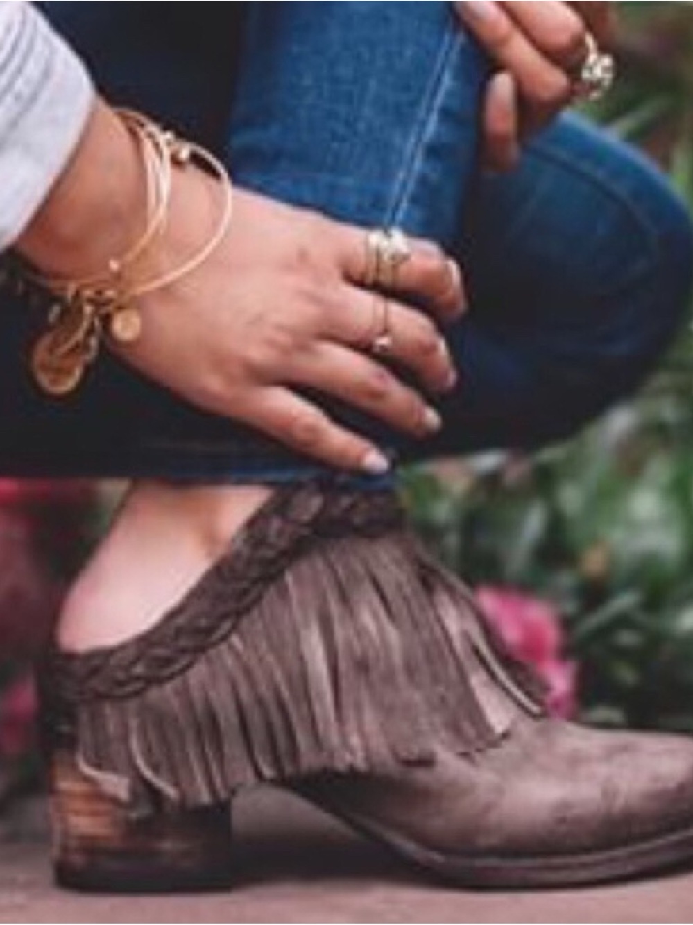 Freebird by Steven brown Fringe keather Mules bootie sz10